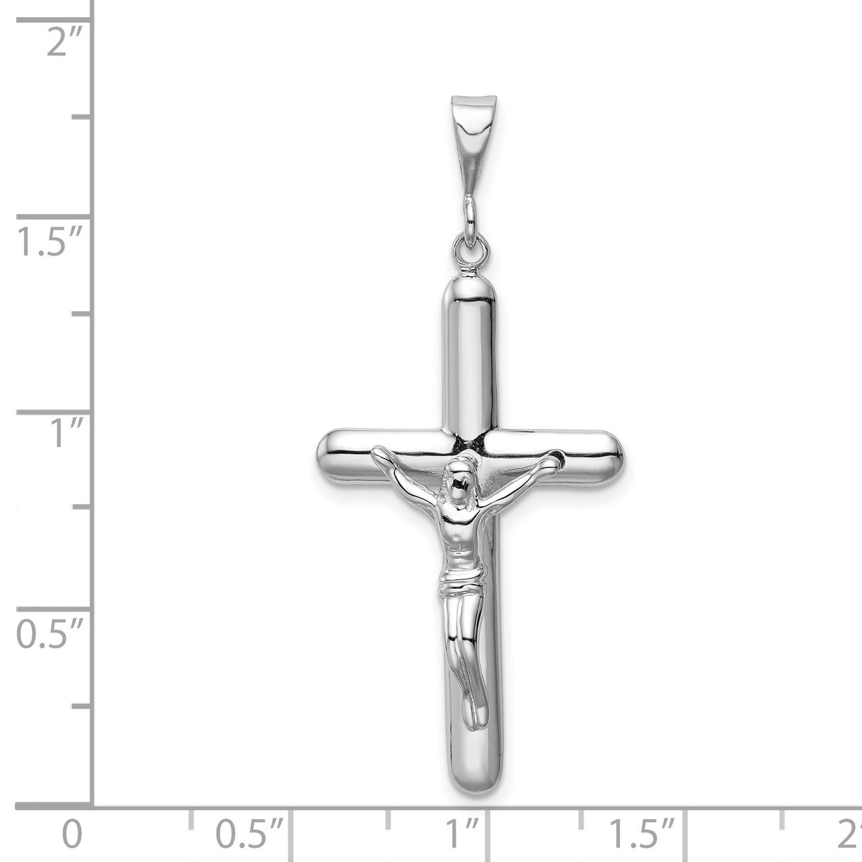 Latin Crucifix Charm Pendant in Real 14k White Gold