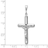 Latin Crucifix Charm Pendant in Real 14k White Gold