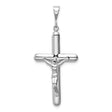 Latin Crucifix Charm Pendant in Real 14k White Gold