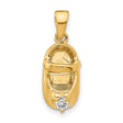 14k Yellow Gold Baby Shoe Pendant with Synthetic Birthstone, Polished Memorial Charm
