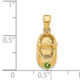 14k Yellow Gold Baby Shoe Pendant with Synthetic Birthstone, August Charm for Women