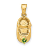 14k Yellow Gold Baby Shoe Pendant with Synthetic Birthstone, August Charm for Women