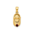 14k Yellow Gold Baby Shoe Pendant with Synthetic Red Garnet, Symbolic Motherhood Keepsake