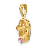 14k Yellow Gold Baby Shoe Pendant with Synthetic Birthstone, Engravable Motherhood Charm