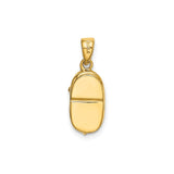 14k Yellow Gold Baby Shoe Pendant with Synthetic Sapphire, Birthstone Charm for Moms