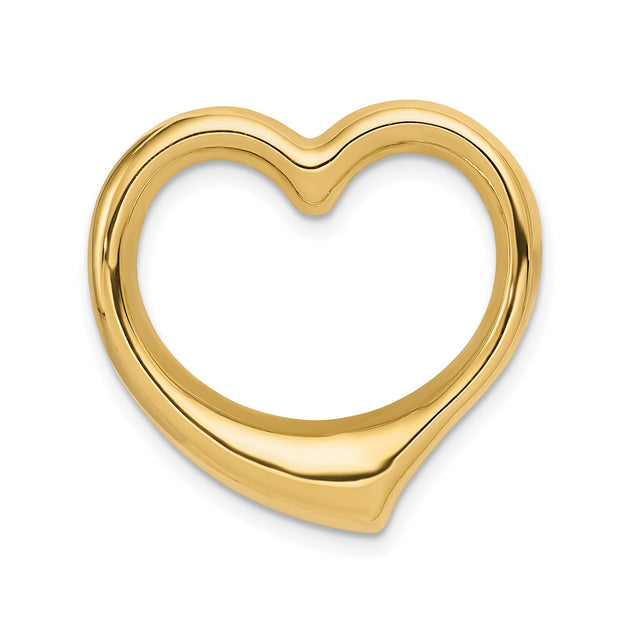 14k Yellow Gold Heart Pendant, Open Minimalist Design for Women