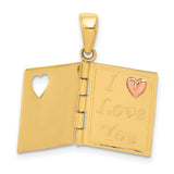 14k Two Tone Gold Sweetheart Book Locket Pendant with Rose Gold Heart Charm