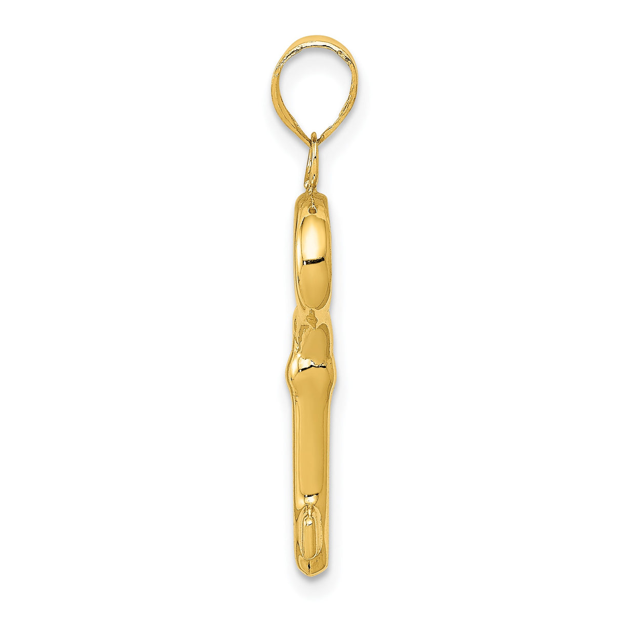 14k Yellow Gold Skeleton Key Pendant, Polished Finish, Classic Symbolic Design for Women