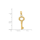 14k Yellow Gold Skeleton Key Pendant, Polished Finish, Classic Symbolic Design for Women