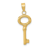14k Yellow Gold Skeleton Key Pendant, Polished Finish, Classic Symbolic Design for Women