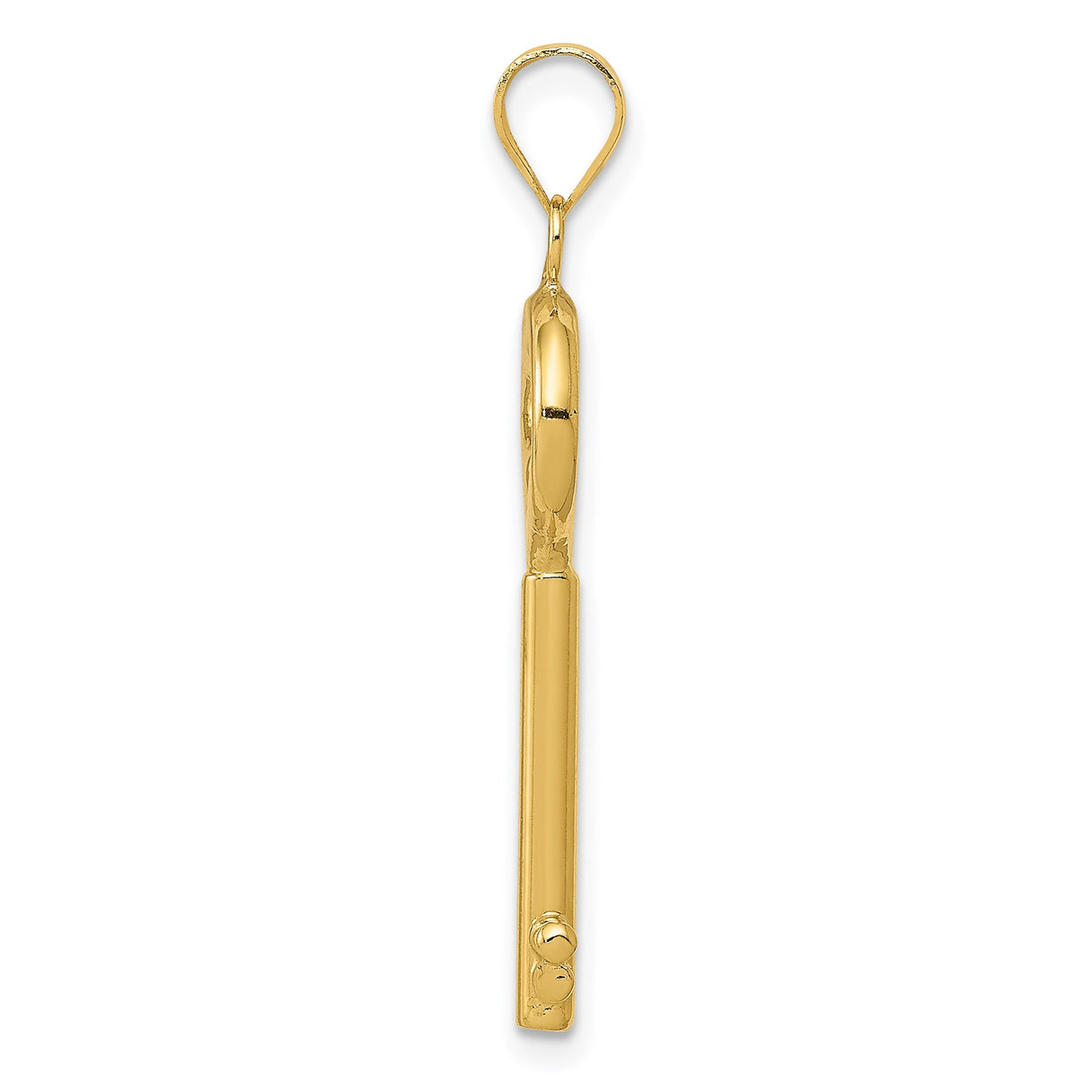 14k Yellow Gold Key Pendant with Clover Cutout Design for Women