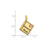 14k Two-Tone Gold Book Pendant with Rose Gold Heart and Dearest Mom Engraving