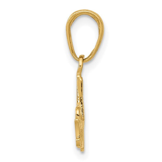 14k Yellow Gold Number One Mom Pendant Charm with Script Design for Women