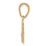 14k Yellow Gold Number One Mom Pendant Charm with Script Design for Women