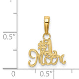 14k Yellow Gold Number One Mom Pendant Charm with Script Design for Women