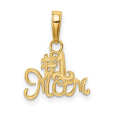 14k Yellow Gold Number One Mom Pendant Charm with Script Design for Women