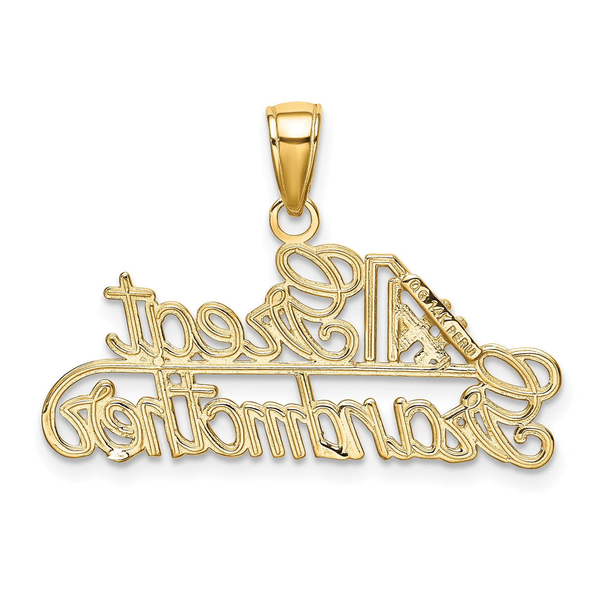 #1 Great Grandmother Words Charm Pendant in Real 14k Yellow Gold