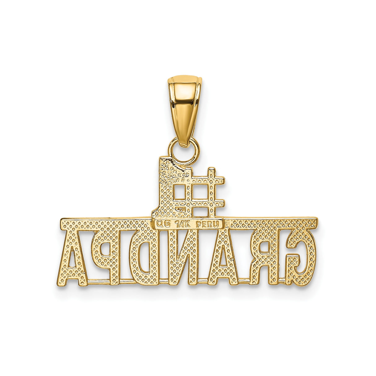 14k Yellow Gold Pendant with Bold Block Letters, Number One Grandpa Design