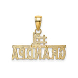 14k Yellow Gold Pendant with Bold Block Letters, Number One Grandpa Design