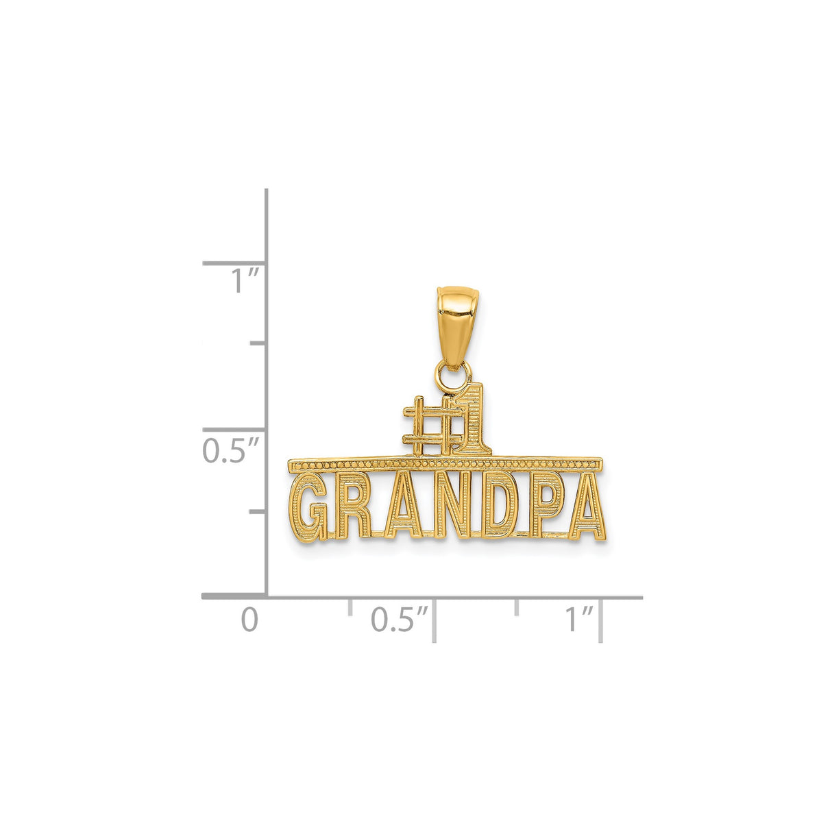 14k Yellow Gold Pendant with Bold Block Letters, Number One Grandpa Design