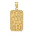 14k Yellow Gold Dad Pendant with Heart Accents and Textured Nugget Style Background