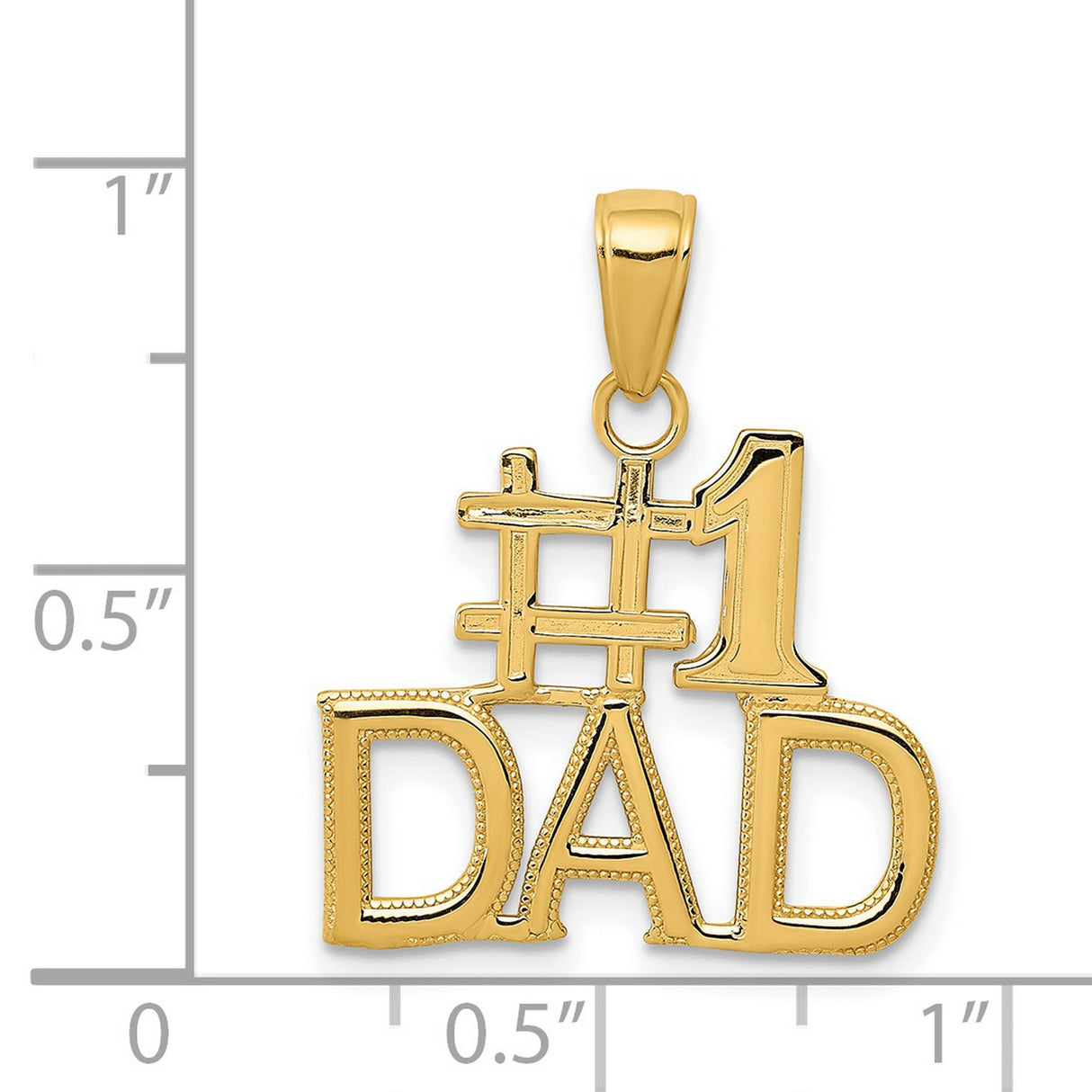 #1 Dad Stacked Words Charm Pendant in Real 14k Yellow Gold