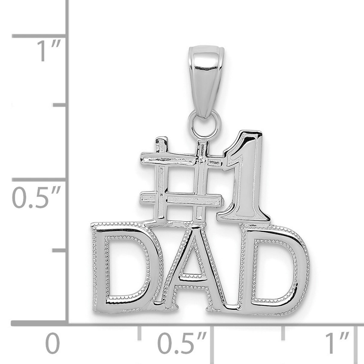 #1 DAD Charm Pendant in Real 14k White Gold