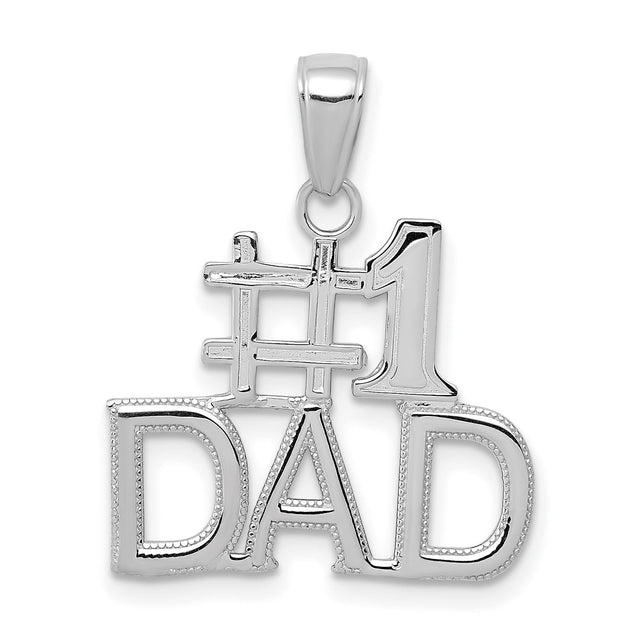 #1 DAD Charm Pendant in Real 14k White Gold