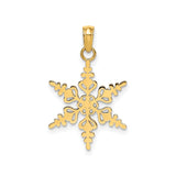 14k Yellow Gold Snowflake Pendant with Cutout Design, Nature-Inspired Winter Charm