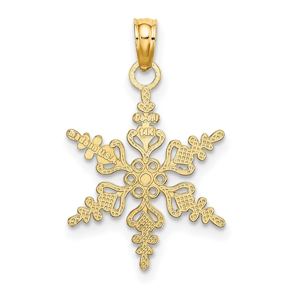 14k White Gold Snowflake Pendant with Cutout Detailing, Winter Charm Jewelry for Women