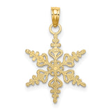 14k White Gold Snowflake Pendant with Cutout Detailing, Winter Charm Jewelry for Women