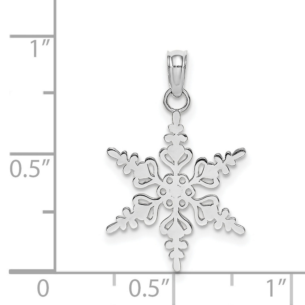 14k White Gold Snowflake Pendant with Cutout Detailing, Winter Charm Jewelry for Women