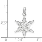 14k White Gold Snowflake Pendant with Cutout Detailing, Winter Charm Jewelry for Women