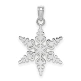 14k White Gold Snowflake Pendant with Cutout Detailing, Winter Charm Jewelry for Women