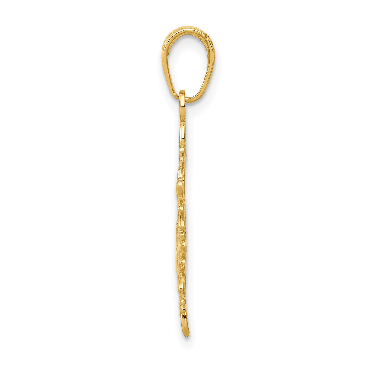 14k Yellow Gold Snowflake Pendant, Textured and Polished Winter Charm for Women