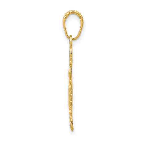14k Yellow Gold Snowflake Pendant, Textured and Polished Winter Charm for Women