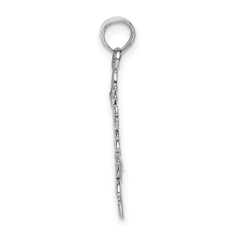 14k White Gold Snowflake Pendant with Intricate Symmetrical Winter Design for Women