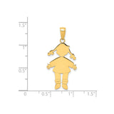 14k Yellow Gold Girl Pendant with Pigtails, Cartoon Silhouette Charm, Mother Daughter Jewelry