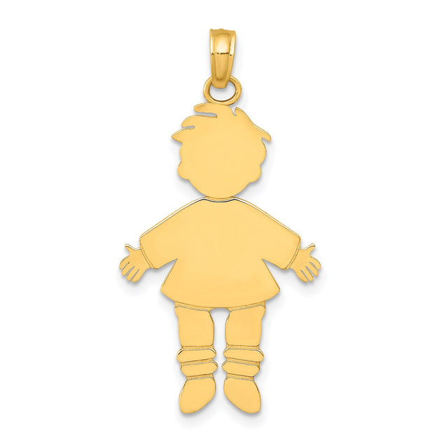 14k Yellow Gold Boy Shaped Pendant Charm, Symbolizing Family and Motherhood