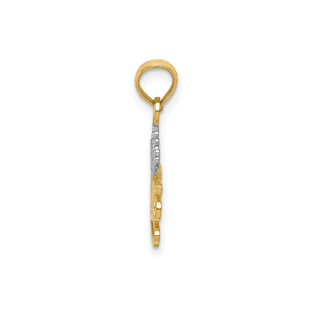 14k Two-Tone Gold Princess Crown Pendant, Statement Charm with Royalty Motif