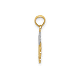 14k Two-Tone Gold Princess Crown Pendant, Statement Charm with Royalty Motif