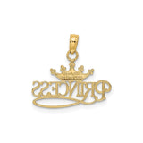 14k Two-Tone Gold Princess Crown Pendant, Statement Charm with Royalty Motif