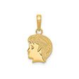 14k Yellow Gold Boy Head Profile Pendant Charm, Textured Silhouette Family Keepsake
