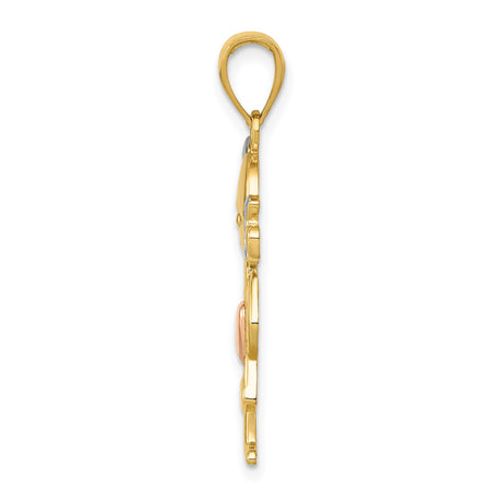 14k Two-Tone Gold Girl Pendant with Heart Accent, Family Charm Theme