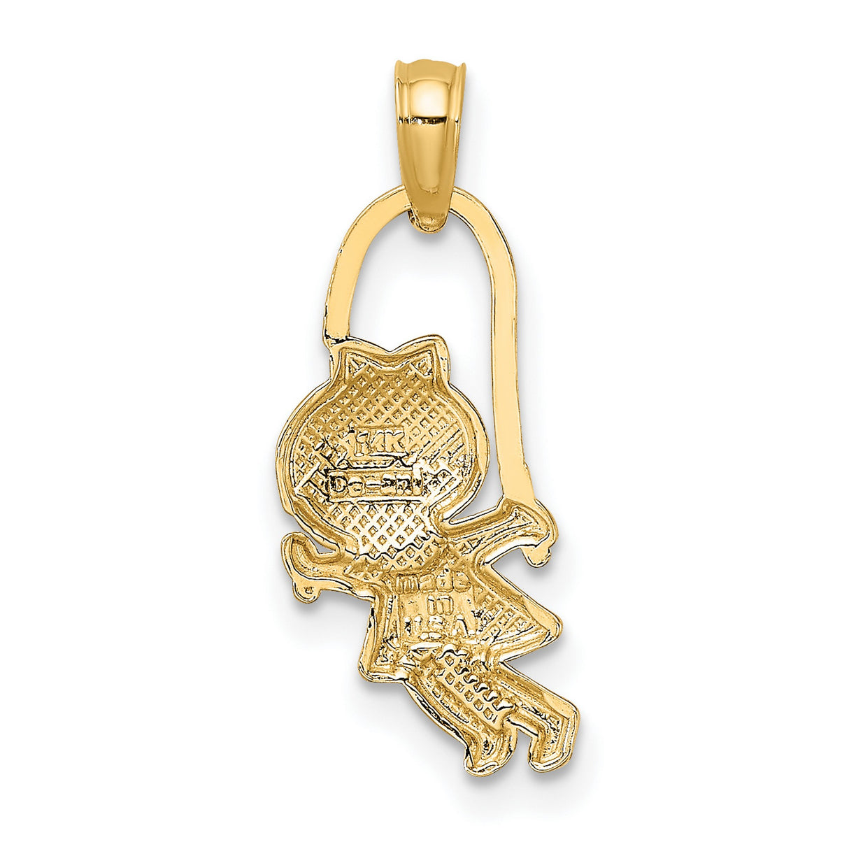14k Yellow Gold Pendant with Girl on Swing, Sentimental Family Charm Design