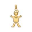 14k Yellow Gold Boy Charm Pendant with Cap and T-Shirt, Cartoon Style Figure