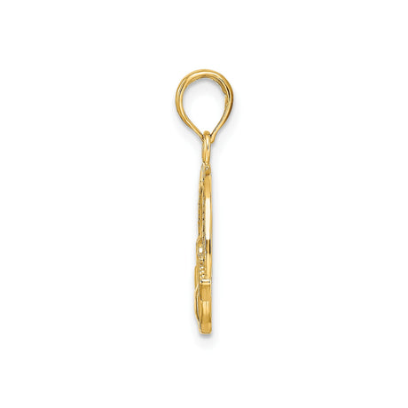 14k Yellow Gold Claddagh Pendant with Crowned Heart and Hands, Irish Heritage Jewelry
