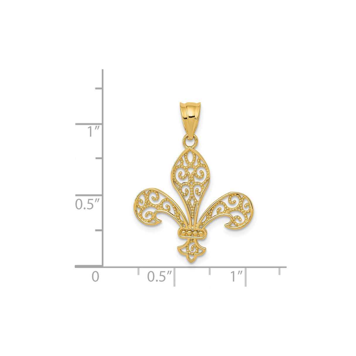 14k Yellow Gold Fleur-de-Lis Pendant with Filigree Detailing, Classic French Heritage Design