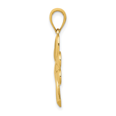 14k Yellow Gold Shamrock Pendant with Three-Leaf Clover Design, Celtic Symbol of Luck