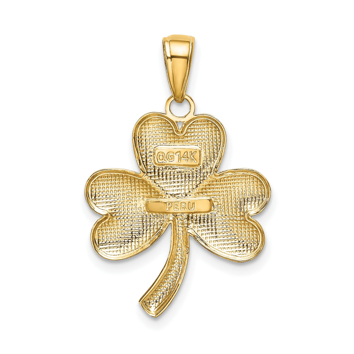 14k Yellow Gold Shamrock Pendant with Three-Leaf Clover Design, Celtic Symbol of Luck